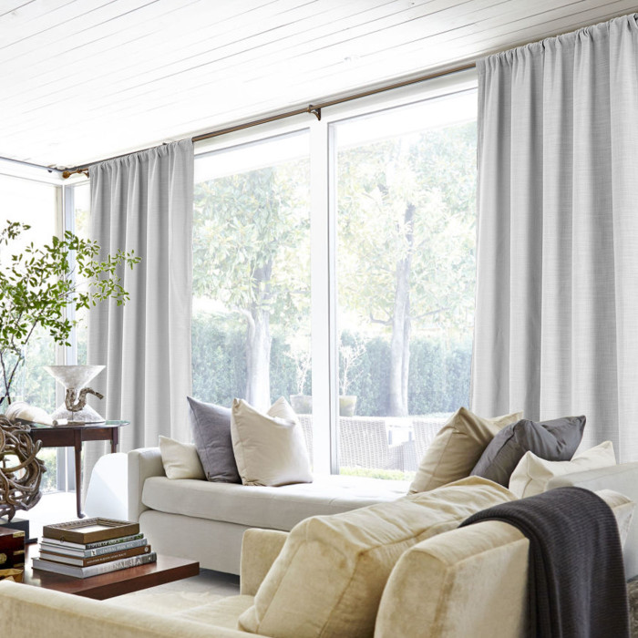 Rod Pocket Faux Linen Window Curtain with Blackout Lined LIZ