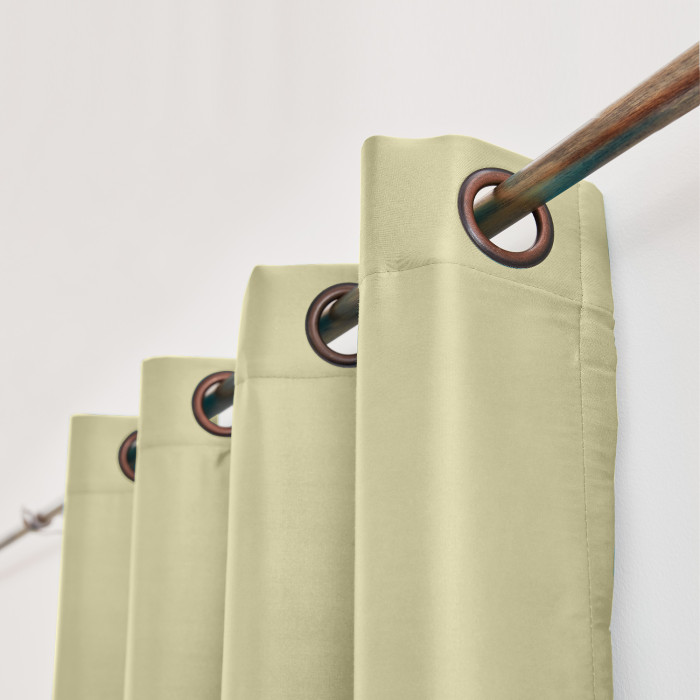 Polyester Cotton Silk Curtain Drape Panel in Antique Bronze Grommet with Blackout Lined LHZ