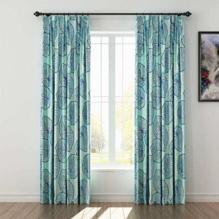 Abstract Print Polyester Linen Curtain Drapery THEODORE