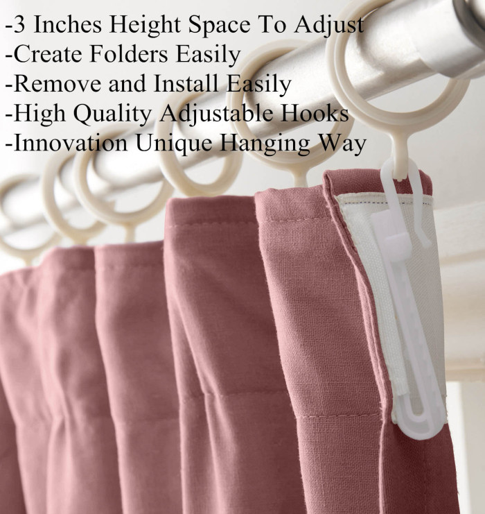 Flat Hook Velvet Curtain Drape with Blackout Lined For Track with Ring Clip or Traverse Rod and Rod with Rings Birkin