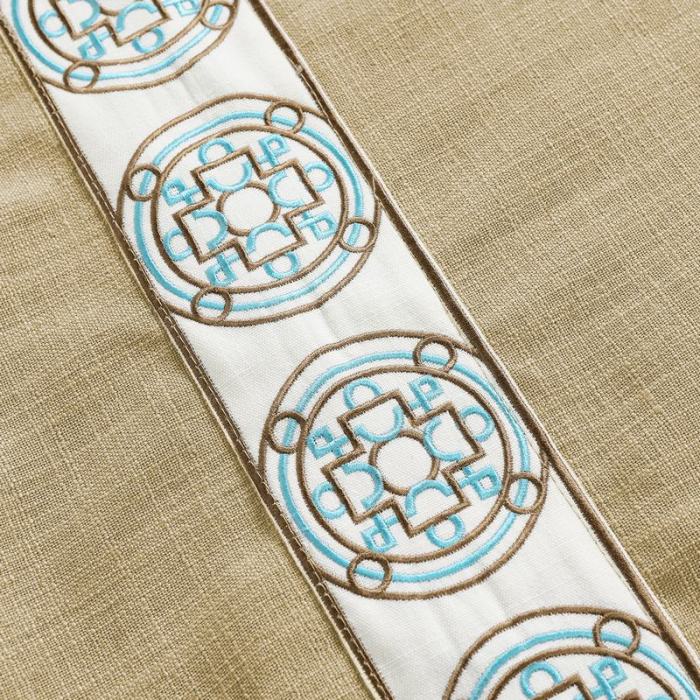 AMARA Polyester Linen Curtain Drapery With Decorative Trim Custom Sold Per Pair