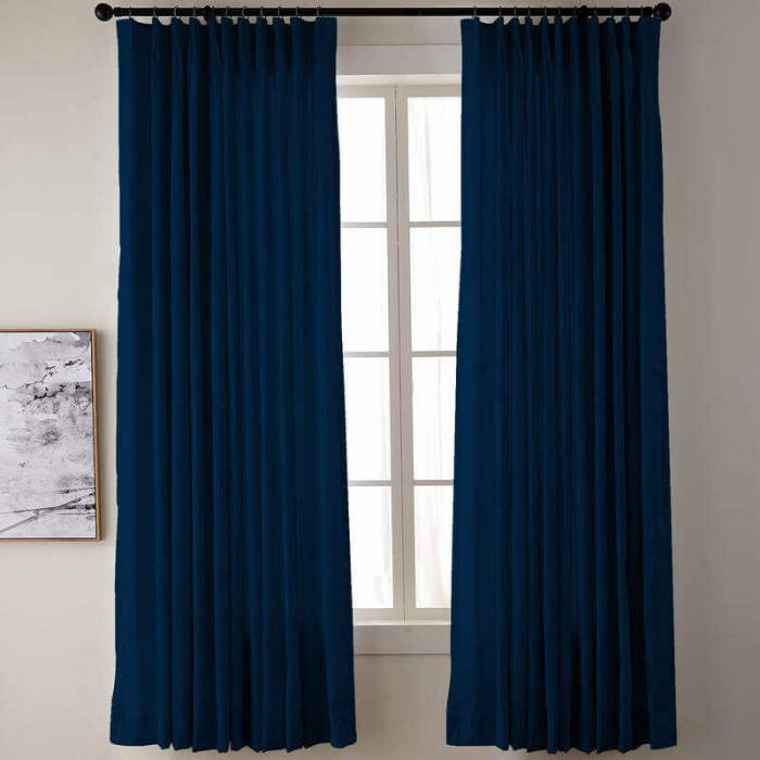 Pinch Pleated Textured Faux Dupioni Silk Drape Curtain with Blackout Lined Yun