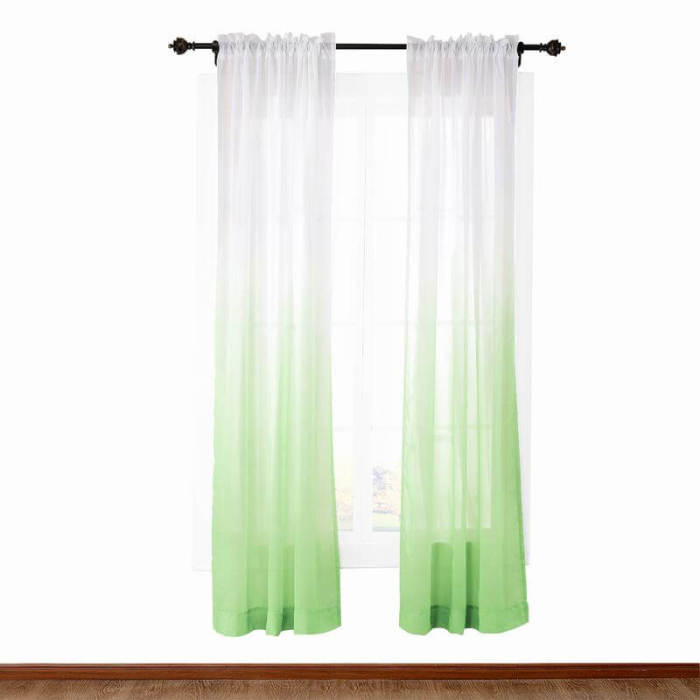 3 Inches Rod Pocket Gradient Ombre Sheer Curtain with 1 Inch Flange Tulle Gradual Sheer Drape HANNA