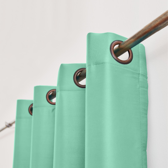 Polyester Cotton Silk Curtain Drape Panel in Antique Bronze Grommet with Blackout Lined LHZ