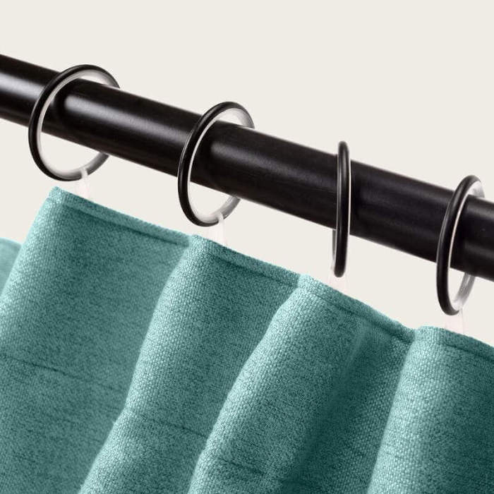 Flat Hook Heavyweight Faux Linen Curtain For Traverse Rod Ring Clip or Track Olive