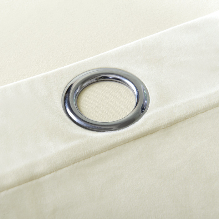 Set of 2 Velvet Curtain Panel in Nickel Grommet Unlined Drape Birkin