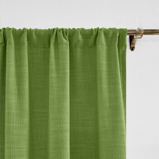 Rod Pocket Faux Linen Window Curtain with Blackout Lined LIZ