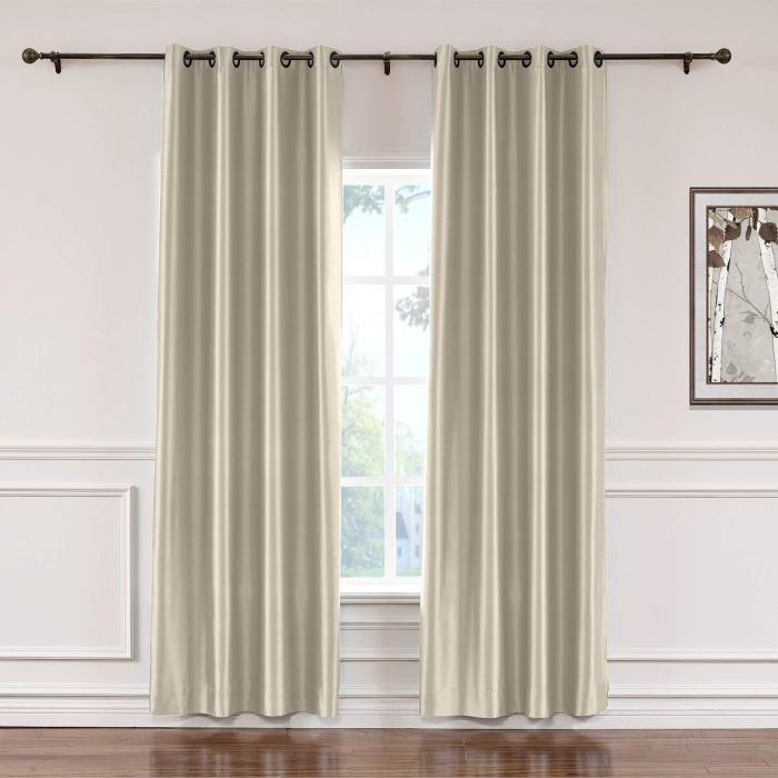 Polyester Cotton Silk Curtain Drape Panel in Antique Bronze Grommet with Blackout Lined LHZ