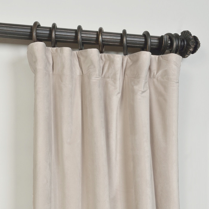 Flat Hook Velvet Curtain Drape with Blackout Lined For Track with Ring Clip or Traverse Rod and Rod with Rings Birkin