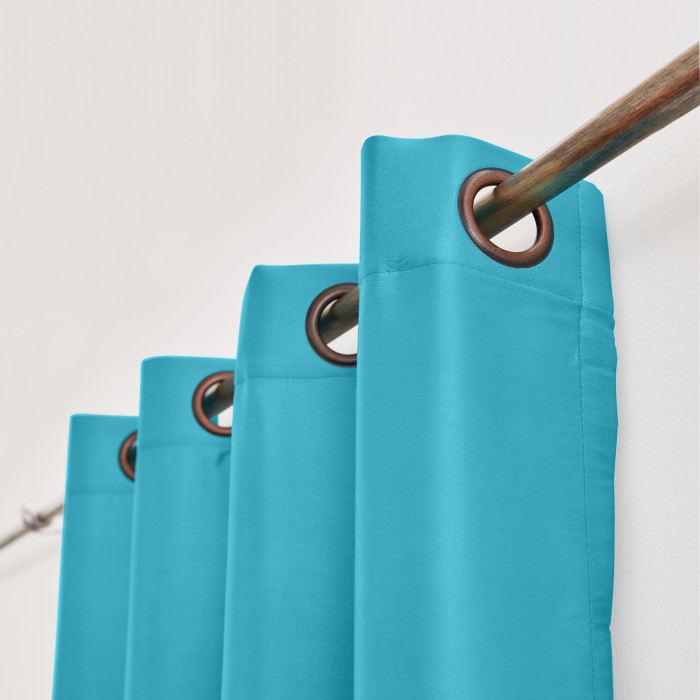 Polyester Cotton Silk Curtain Drape Panel in Antique Bronze Grommet with Blackout Lined LHZ