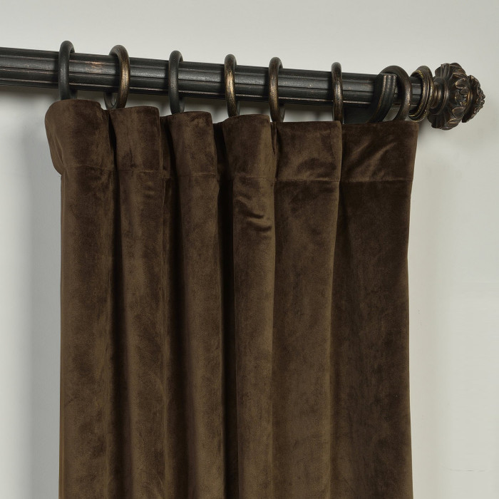 Flat Hook Velvet Curtain Drape with Blackout Lined For Track with Ring Clip or Traverse Rod and Rod with Rings Birkin