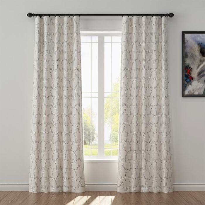 Geometric Print Polyester Linen Curtain Drapery BAOBEI