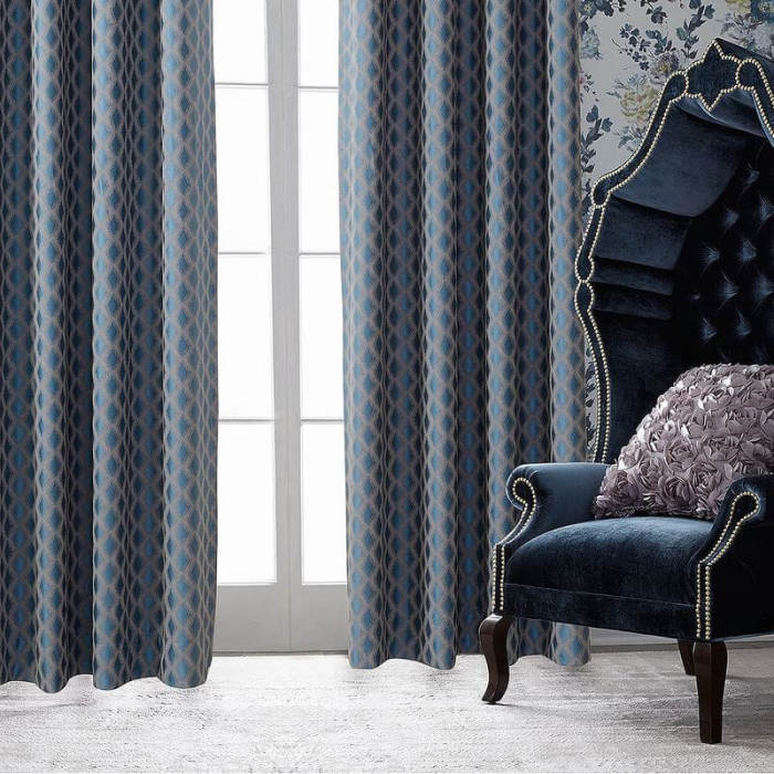 Polyester Jacquard Heavy Weight Grommet Diamond Soft Panel Curtain Panel Drape Sander
