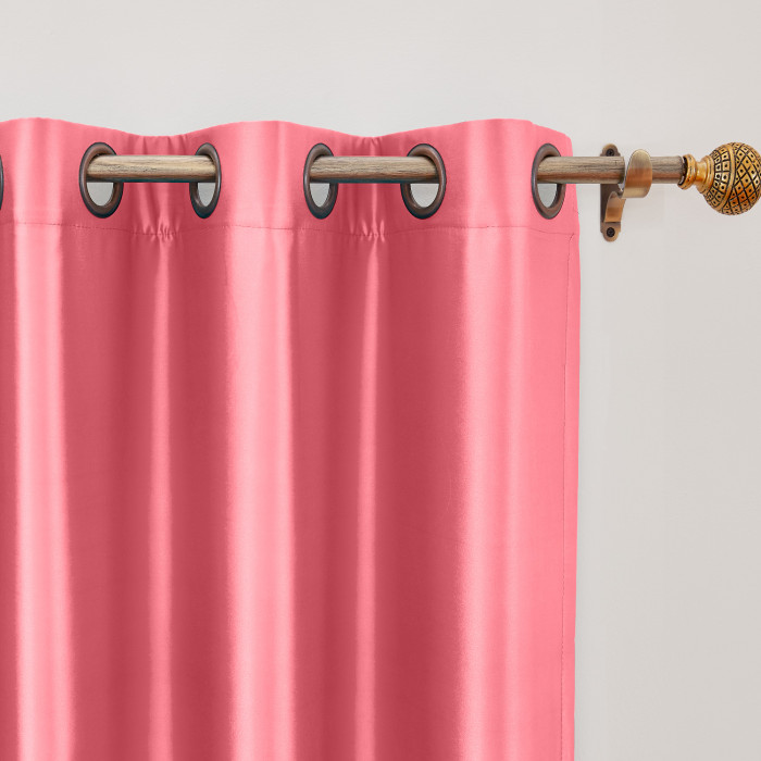 Polyester Cotton Silk Curtain Drape Panel in Antique Bronze Grommet with Blackout Lined LHZ