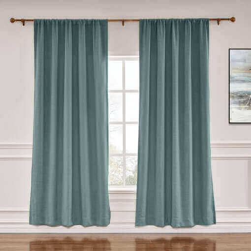 Rod Pocket Faux Linen Window Curtain with Blackout Lined LIZ