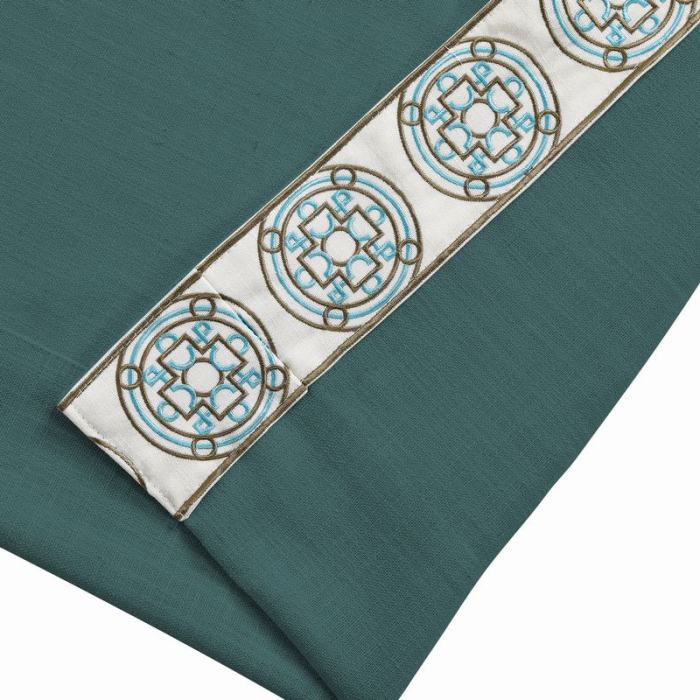 AMARA Polyester Linen Curtain Drapery With Decorative Trim Custom Sold Per Pair