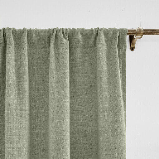 Rod Pocket Faux Linen Window Curtain with Blackout Lined LIZ