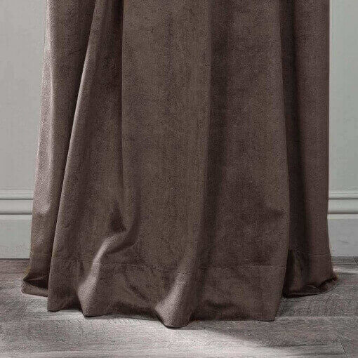 Flat Hook Velvet Curtain Drape with Blackout Lined For Track with Ring Clip or Traverse Rod and Rod with Rings Birkin
