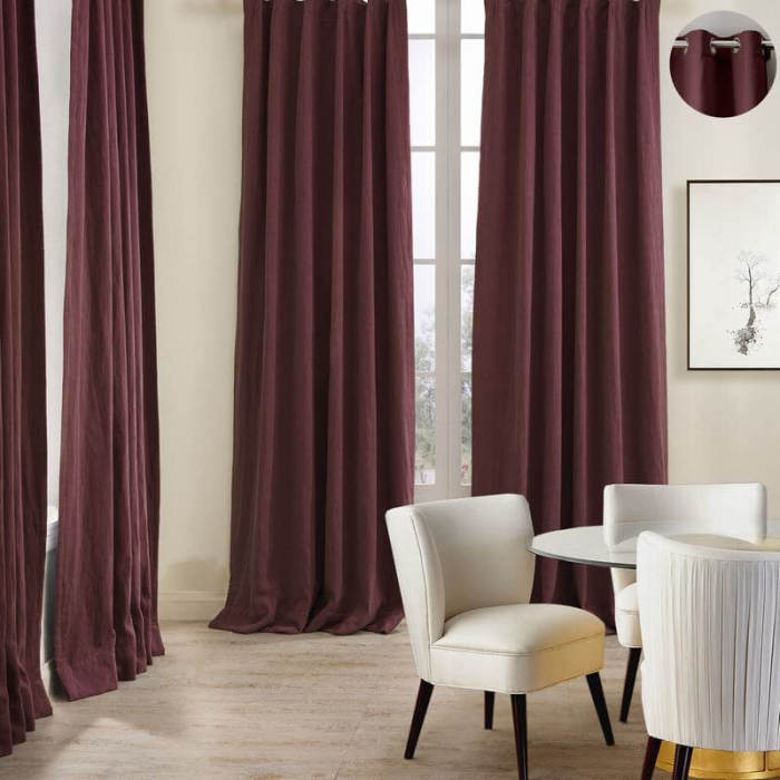 Cotton Linen Curtain Antique Bronze Grommet Lined Drapery MaSha