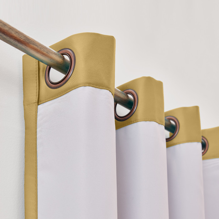 Polyester Cotton Silk Curtain Drape Panel in Antique Bronze Grommet with Blackout Lined LHZ