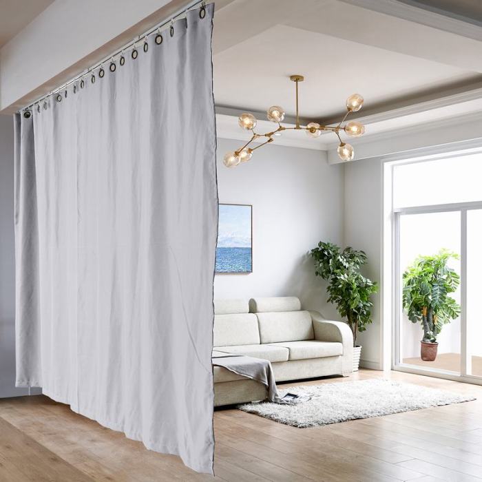 Ceiling Track Room Divider Flame Retardant Fireproof Curtain Kit for Any Space
