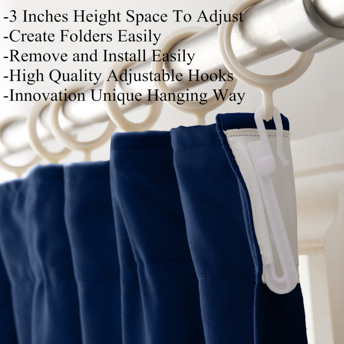Flat Hook Velvet Curtain Drape with Blackout Lined For Track with Ring Clip or Traverse Rod and Rod with Rings Birkin