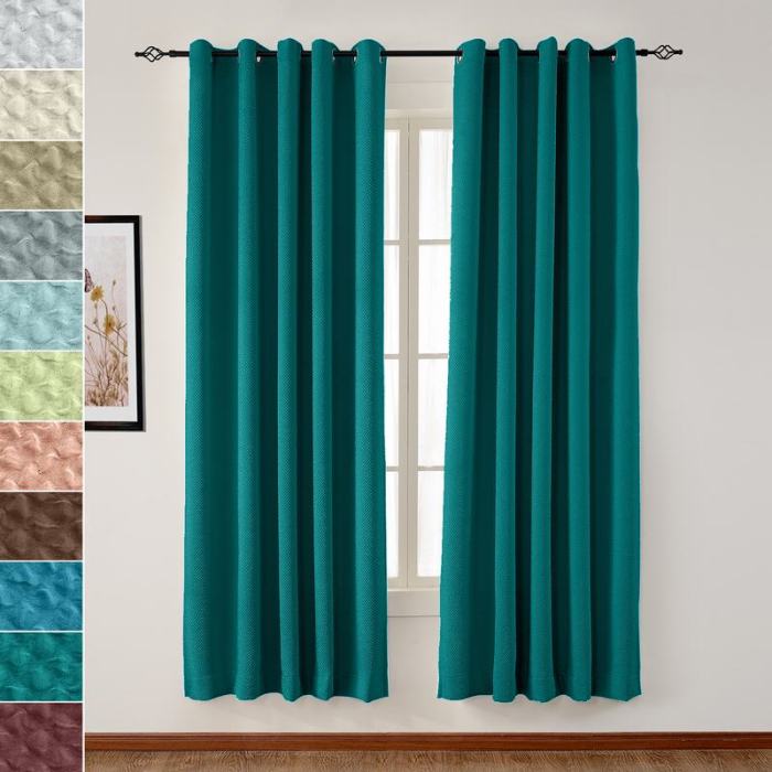 Jacquard Circle Bubble Wrinkle Blackout Curtain Drapery Bella