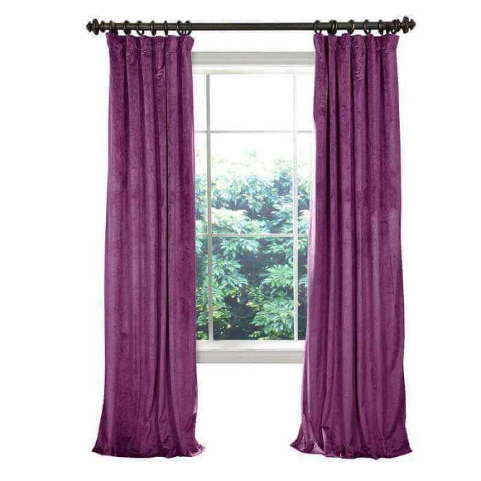 CUSTOM Birkin Purple Velvet Curtain Drapery With Lining For Traverse Rod Pole or Track