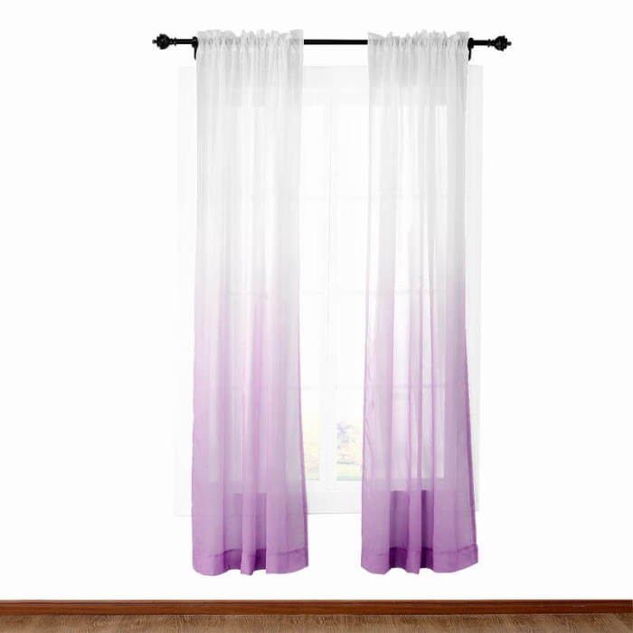 3 Inches Rod Pocket Gradient Ombre Sheer Curtain with 1 Inch Flange Tulle Gradual Sheer Drape HANNA