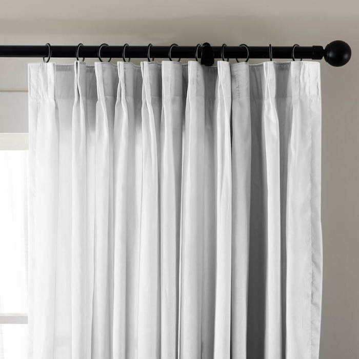 Pinch Pleated Textured Faux Dupioni Silk Drape Curtain with Blackout Lined Yun