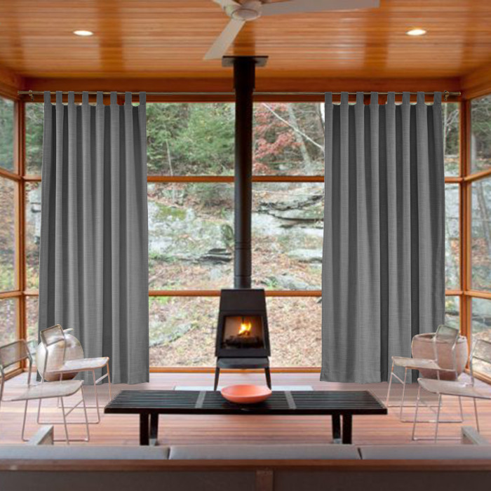 Tab Top Faux Linen with Blackout Lined Window Curtain Panel LIZ