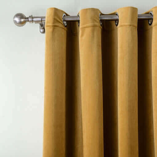 Set of 2 Velvet Curtain Panel in Nickel Grommet Unlined Drape Birkin