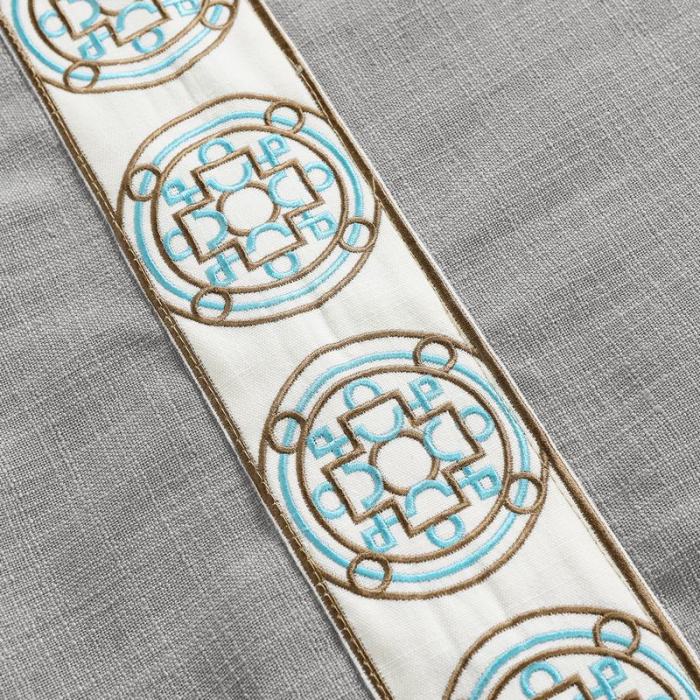 AMARA Polyester Linen Curtain Drapery With Decorative Trim Custom Sold Per Pair