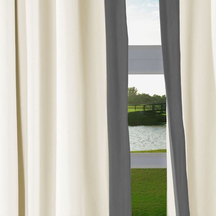 FELIX Velvet Curtain Drapery with Color Border Custom Sold Per Pair