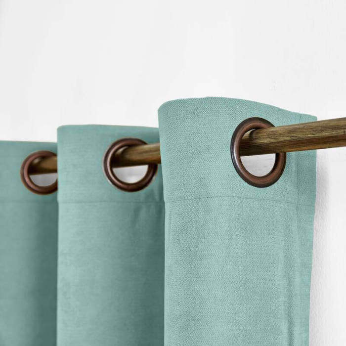 Antique Bronze Grommet Polyester Cotton Drapery With Blackout Lining Thermal Curtain Kantee