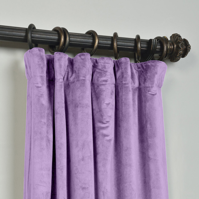 Flat Hook Velvet Curtain Drape with Blackout Lined For Track with Ring Clip or Traverse Rod and Rod with Rings Birkin