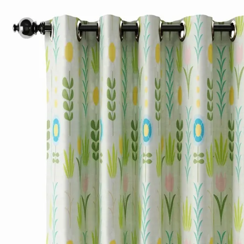 Nature Print Polyester Linen Curtain Drapery SOREN