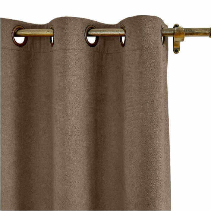 Antique Bronze Grommet Polyester Cotton Drapery With Blackout Lining Thermal Curtain Kantee