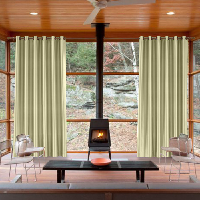 Polyester Cotton Silk Curtain Drape Panel in Antique Bronze Grommet with Blackout Lined LHZ