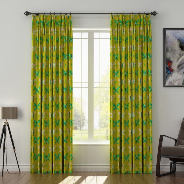 Animals Print Polyester Linen Curtain Drapery with Privacy Blackout Thermal Lining CECIL