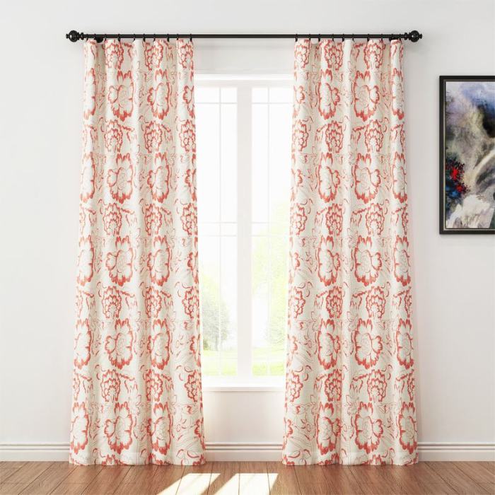 Floral Print Polyester Linen Curtain Drapery ELK