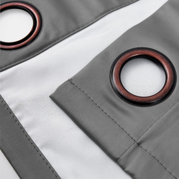 Polyester Cotton Silk Curtain Drape Panel in Antique Bronze Grommet with Blackout Lined LHZ