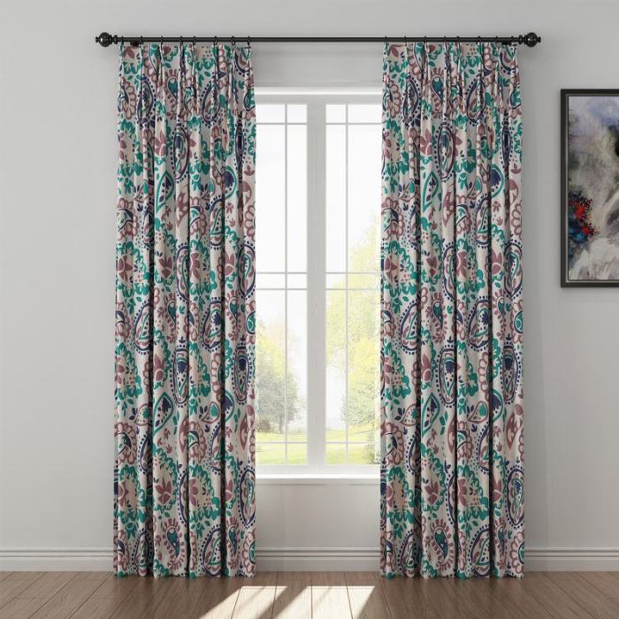 Paisleys Print Polyester Linen Curtain Drapery GEOMETRIC