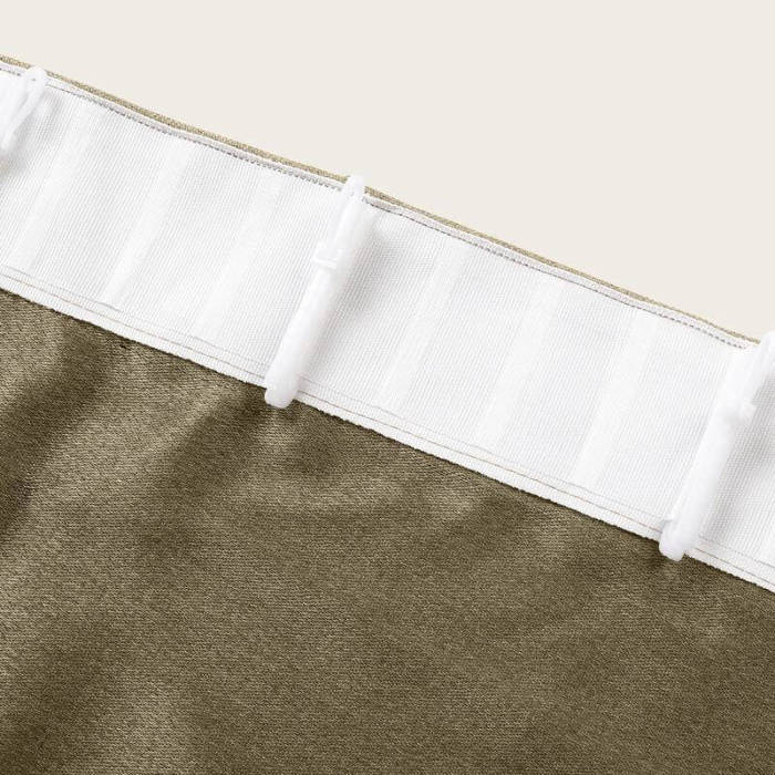 Flat Hook Heavyweight Faux Linen Curtain For Traverse Rod Ring Clip or Track Olive