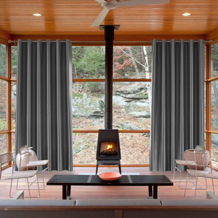 Polyester Cotton Silk Curtain Drape Panel in Antique Bronze Grommet with Blackout Lined LHZ