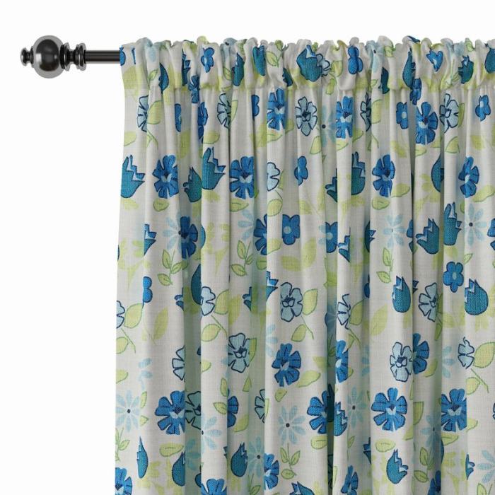 Floral Print Polyester Linen Curtain Drapery CACTUS