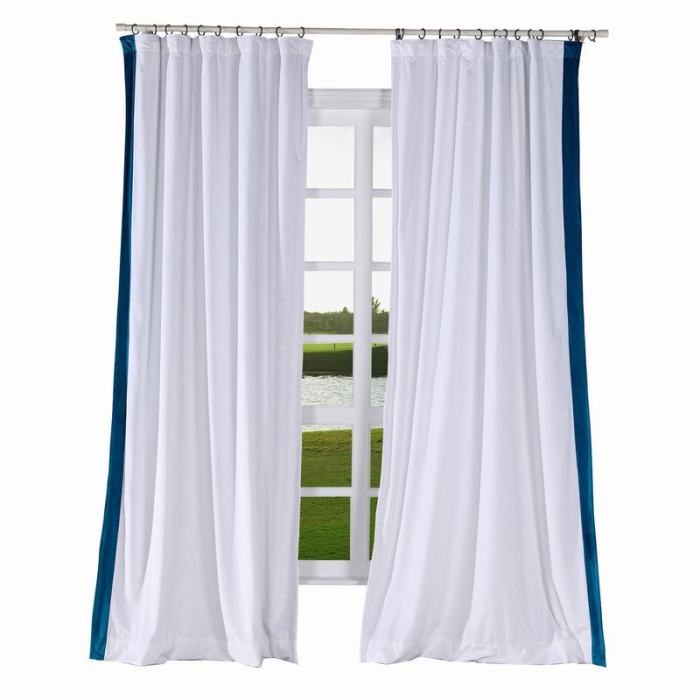 FELIX Velvet Curtain Drapery with Color Border Custom Sold Per Pair