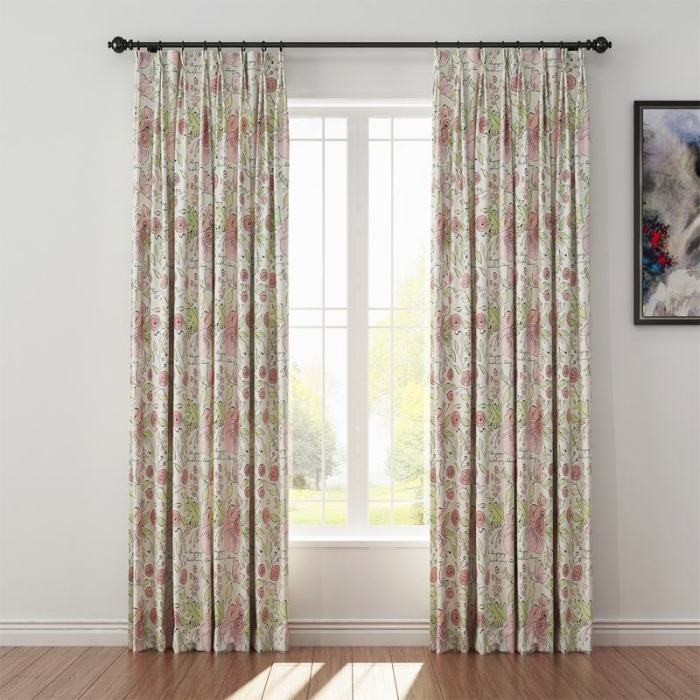 Floral Print Polyester Linen Curtain Drapery PIRATE