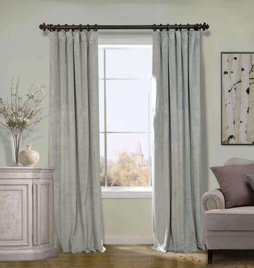 Flat Hook Velvet Curtain Drape with Blackout Lined For Track with Ring Clip or Traverse Rod and Rod with Rings Birkin