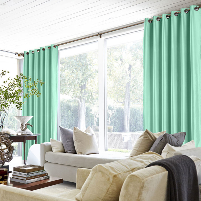 Polyester Cotton Silk Curtain Drape Panel in Antique Bronze Grommet with Blackout Lined LHZ